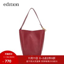 edition Bucket Bag Womens Bag Autumn Simple Single Shoulder Hand Craft Leather Leather Joker Bag moco