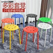 Plastic stool chair home eight-hole round stool dining table stool color simple thickening fashion imitation of high stool