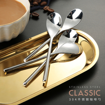 304 stainless steel coffee spoon Creative Western tableware small mixing spoon Solid thick dessert milk tea small soup 3pcs