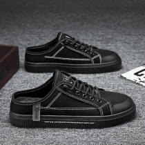 Canvas mens shoes summer all-match low-top casual flat shoes mens cloth shoes sports lazy slip-on half-trail trendy shoes