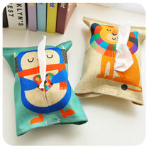  Household tissue box cute tissue set paper pumping cartoon cotton and linen creative fabric simple tissue box living room paper pumping box