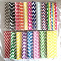 Color paper straw Disposable environmental protection paper Creative bar banquet decoration straw Striped paper multi-color