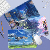 ins Nordic oil painting mouse pad super large lock edge laptop keyboard student e-sports table pad simple art hipster wrapping dirty and wear-resistant custom small square portable mouse pad