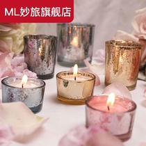 Color glass candle holder DIY scented candle cup romantic candlelight dinner Bar West restaurant Home Candle swing piece