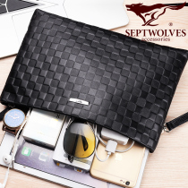 Mens handbag Seven wolves genuine leather Handbag mens bag 2022 new brand leather bag Handbag Handbag mens handbag bag