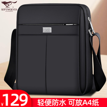 Seven Wolves Single Shoulder Bag Mens Bag Leisure Skew Satchel Bag Mens Bag 2021 New Fashion Tide Oxford Cloth Small Backpack