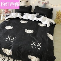  Trend Kaws original XX eye cartoon quilt cover four-piece set net red black autumn and winter student dormitory sheets three pieces
