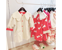 (Spot) RoanJane 21 autumn and winter Korean female children big petal lapel long windbreaker coat
