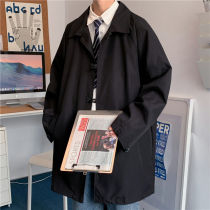 American Functional Wind Tooling for Long Wind Clothes Mens Korean Version Trend Design Sense Loose Suit Collar Coat Jacket