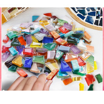 Value DIY mosaic fragments irregular shaped handmade neutral ice jade porcelain jade crystal glass mixed color particles