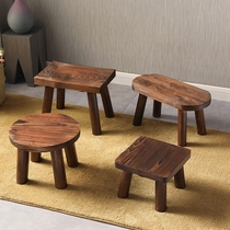 Chinese small bench Household living room stool Solid wood shoe stool Door coffee table square stool Wooden low stool Wooden round stool