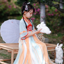 Hanfu girls summer Tang dress skirt Chinese style short-sleeved childrens female costume Super fairy little girl dress summer dress