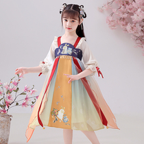 Hanfu girl Summer thin Tang dress Chinese style childrens costume Super fairy girl dress summer dress