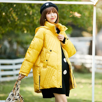 Winter pregnant woman hooded long sleeve jacket down jacket warm plain color bread jacket 2021 Winter Korean New Coat