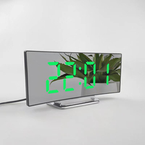 Curved screen electronic desktop living room large screen clock LED mirror bedside bedroom student silent luminous alarm clock