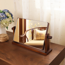 Solid wood 360 degree rotating retro style Chinese table mirror Japanese HD imaging double-sided dressing palace makeup mirror
