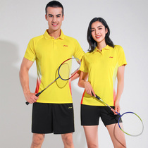 Summer badminton suit mens and womens quick-drying short-sleeved T-shirt shorts tennis suit competition custom printing