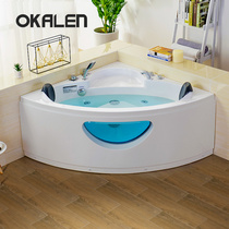 OKaren Surf Jetted Bath Acrylic Household Adult Fan-shaped Bath Triangle Bath 1 2-1 5 m