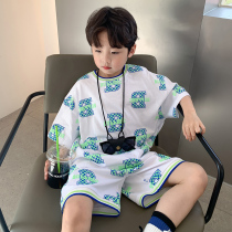 Boy Clothing Boy Short Sleeve Sports Suit Summer Clothes 2022 new children CUHK Two sets of handsome foreign air nets red tides