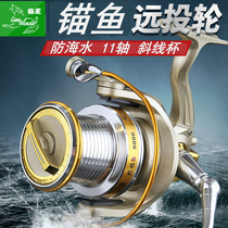 Wolf king flame second generation spinning wheel anti-seawater 8000 10000 type slash cup all-metal long throw wheel Anchor fish wheel