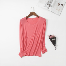 Womens autumn clothes long sleeve base shirt can be worn outside casual loose size fat sister modal comfortable mother fat