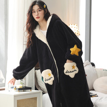 Dressing gown women winter plus plus thick coral fleece autumn and winter pajamas long bathrobe night dress homewear 2022 new model