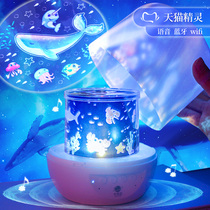 Christmas gift projection night light rotating story machine gift crystal lamp Tmall Genie intelligent voice toy