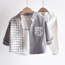 Boys  shirts autumn new childrens shirts Korean version of the color matching baby autumn top jacket Korean version of the western style pure cotton
