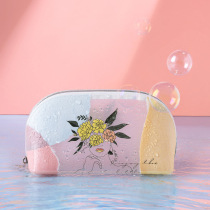 Makeup Bag Women Portable tpu2021 New Super Fire Advanced Sensation Cartoon Korean version of containing bag netting Red Transparent