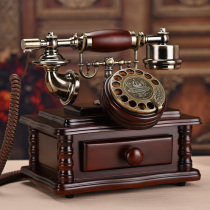 Solid wood antique telephone wireless card European retro metal turntable telephone Home Hotel office landline