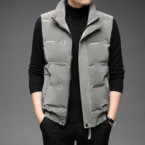 Down vest mens autumn and winter New Stand Collar fashion waistcoat casual warm white duck down fever vest jacket