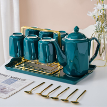 Light luxury ceramic drinking cup Household set Living room tea set Teapot Teacup Cold water pot Cup with tray Water set