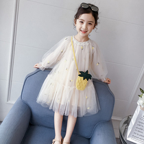  Girls autumn dress 2021 new spring and autumn Western style childrens clothing puffy yarn childrens skirt little girl princess skirt