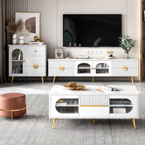 Open Shang Light Lavish Rockboard TV Cabinet Tea Table Combo Modern Living Room Storage Furniture Small Family type minimalist TV enclosure