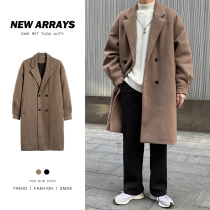 Autumn and winter woolen coat men long-term Tide brand trend loose trench coat Joker leisure youth handsome coat tide