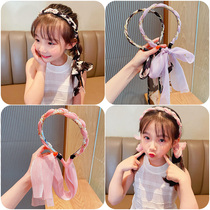 2021 new braided hair fluttering with hair band children girl princess little girl headband super fairy hair ornaments headdress cute woman