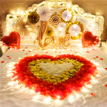 Rose petal confession layout making romantic marriage proposal couple surprise anniversary birthday room bed decoration