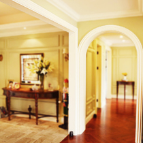 White living room balcony yam entrance empty door frame wrapped lacquered solid wood door multi-layer panel arch arc window over the cover
