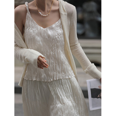 taobao agent T-shirt, pleated skirt, long skirt, set, lifting effect, elastic waist