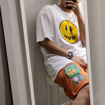 DREW smiley little dinosaur print sports shorts for men and women high street style double mesh cloth loose casual five-point pants