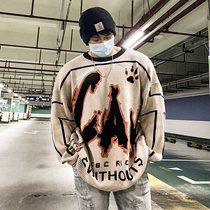 Oversized loose tide sports sweater warm padded sweater round neck training fitness sweater casual autumn winter coat