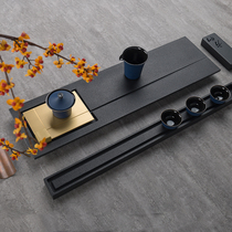 High-end Urkin Stone Tea Tray Stone Pan New Chinese Light Lavish Modern Tea Set Tray Designer Embedded Copper Stone Tea Table