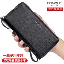 New mens long wallet leather zipper wallet cowhide bag handbag business clutch bag casual clutch bag tide