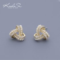 Daily Commuter Style Personality Design Triangle Winding Pearl Earrings Without Earhole Ear Clip