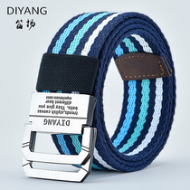 Canvas Belt Mens belt female Korean version of Joker Youth Double Ring Buckle Jeans with Military Training Student cloth Tide