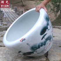 Jingdezhen ceramic fish tank raising goldfish tank turtle tank water lily bowl lotus bowl lotus tank Lotus cylinder extra large living room fish tank