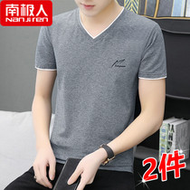 Antarctic summer short-sleeved T-shirt mens V-neck base shirt trend brand thin breathable sweat-absorbing T-shirt clothes
