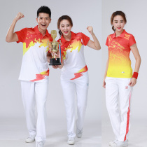 Square dance tug-of-war sportswear Short sleeve workshop exercise suit Summer broadcast gymnastics fitness exercise suit trousers
