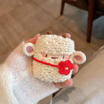 Satchel lamb original cute homemade suitable for airpods1 2 generation earphone protective cover Apple pro3 generation wool wool needle knitting integrated protection silicone soft shell wireless Bluetooth outer box