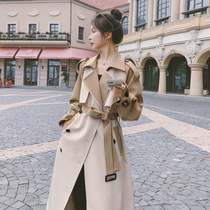 High-end atmospheric color matching trench coat women's long 2022 spring and autumn new fashion temperament design sense double-breasted coat
